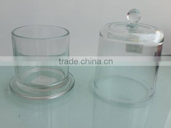 wholesale clear glass bell jar with base and round knob