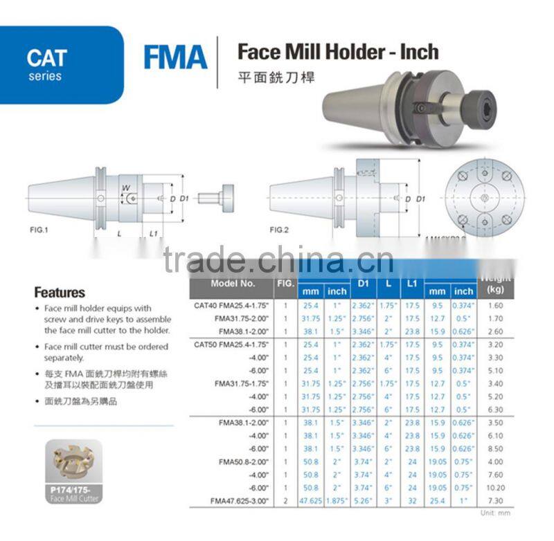 CAT40-FMA1-1/4-2.21 Face Mill Arbor/CNC mill arbor