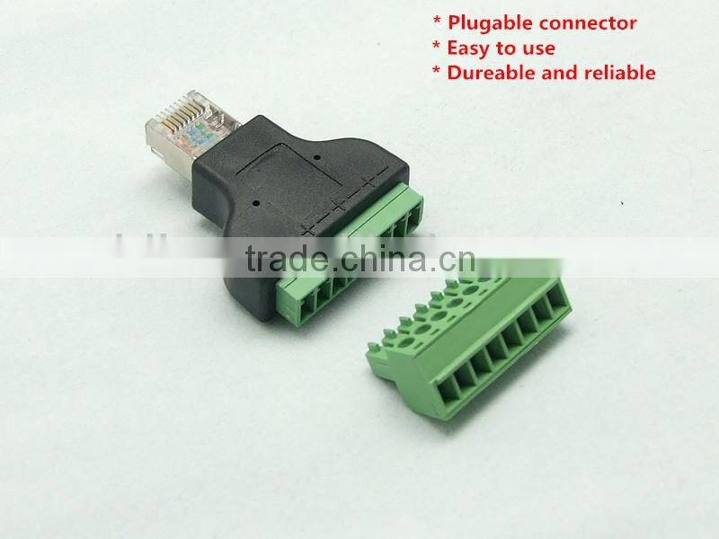 Ethernet RJ45 Male Plug To AV Screw Terminal 8pin Block Converter Adapter