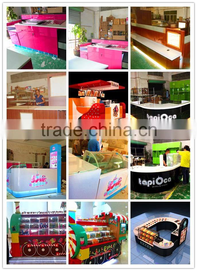 Attractive Wooden Mall Food Kiosk of juice bar counter for sale