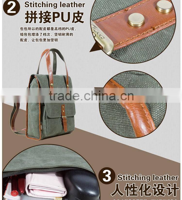 Versatile Branded Vintage Shoulder Lady Bag Cotton Canvas Backpack