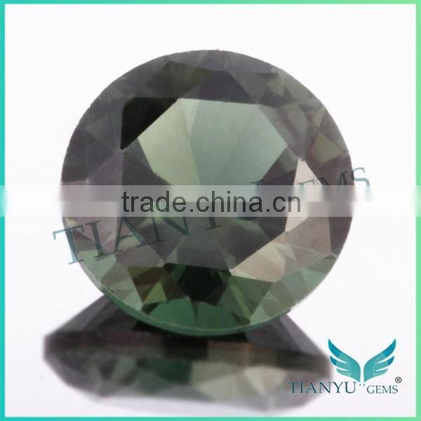 Synthetic spinel round brillant cut 152# dark green electric stone for waxing