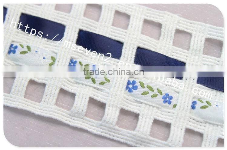 Special design 7cm width combined wholesale satin ribbon with ladder trim