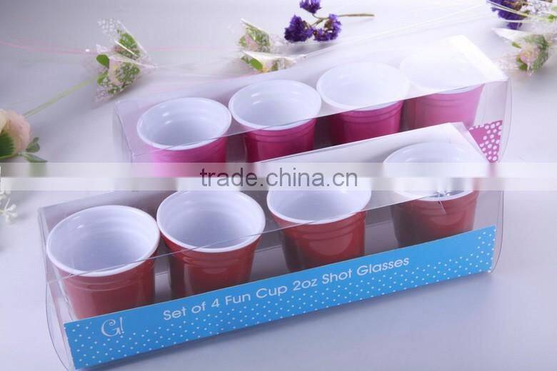 Reusable two tone Melamine Cups, 2 Ounce, Set of 4,travel mug