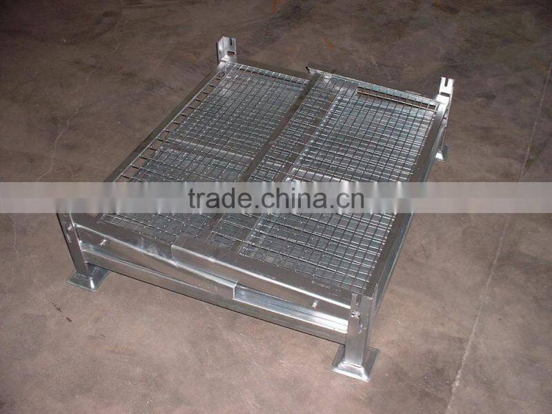 Heavy duty storage type custom size rigid steel metal wire mesh pallet industrial turnover box