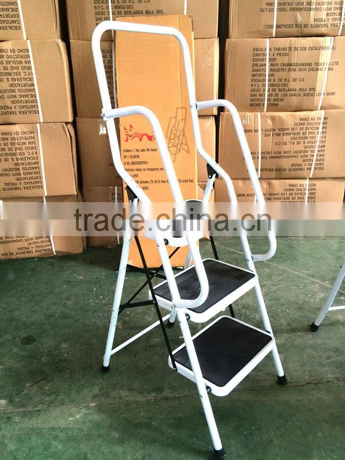 Portable lightweight step ladder with handrail