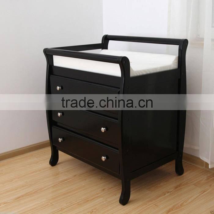 Walnut NZ Pine 3 Drawers Baby Change Table Dresser