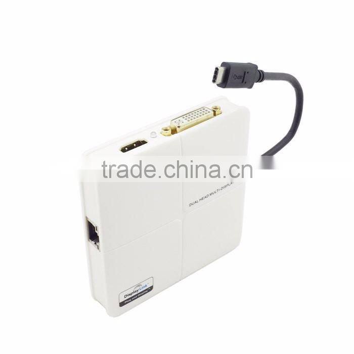 USB 3.1 Type C USB-C to DVI HDMI HDTV External Graphics Card & RJ45 Gigabit Ehternet Adapter 3 in 1 for New Macbook