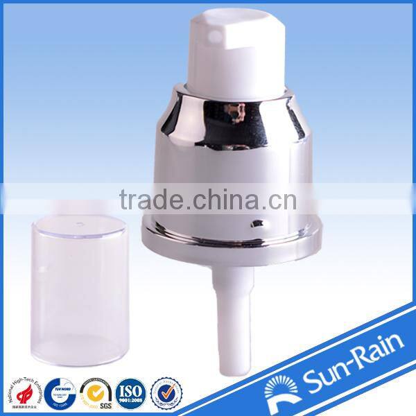 24/410 shiny gold aluminum closure of cream dispenser pump with cap