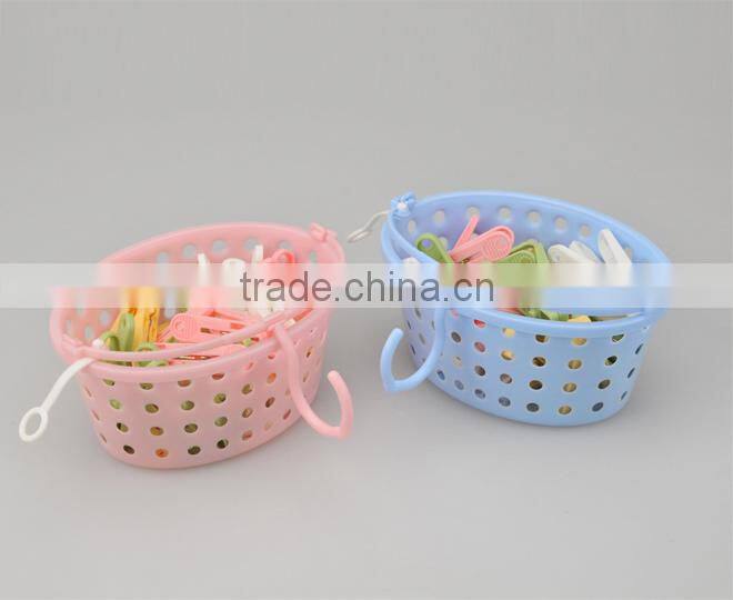 household storage basket with 20 pcs clothes peg clips