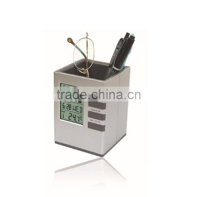 Multifunctional Digital Table Pen Holder With Clock And Calendar