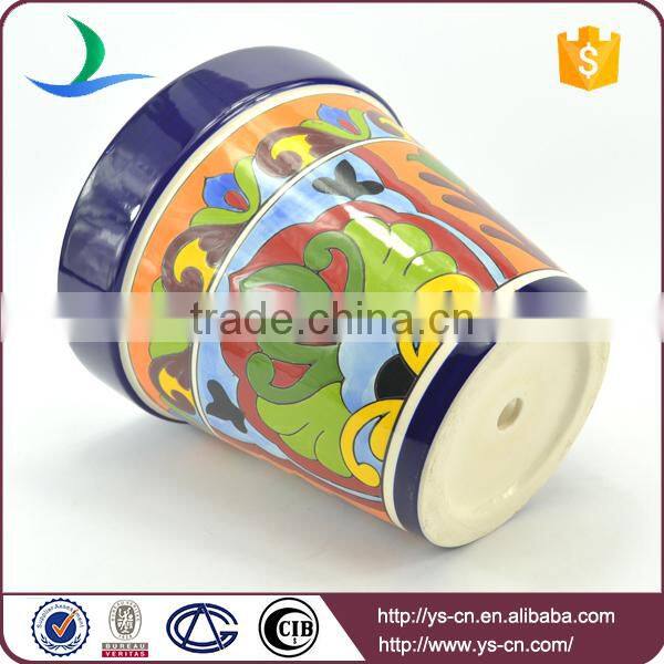 YSfp0007-02 Hand print ceramic standing flower pot rack for garden