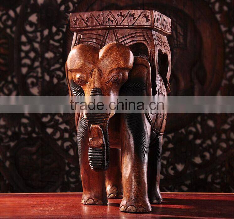 Thailand Style Wood Carved Elephant Chair, Elephant Shape Design Handcarved Little Chair (BF01-X1162)