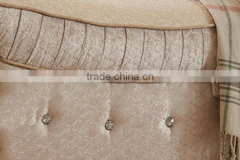 Graceful solid wood hand carving matching fabric bed bench