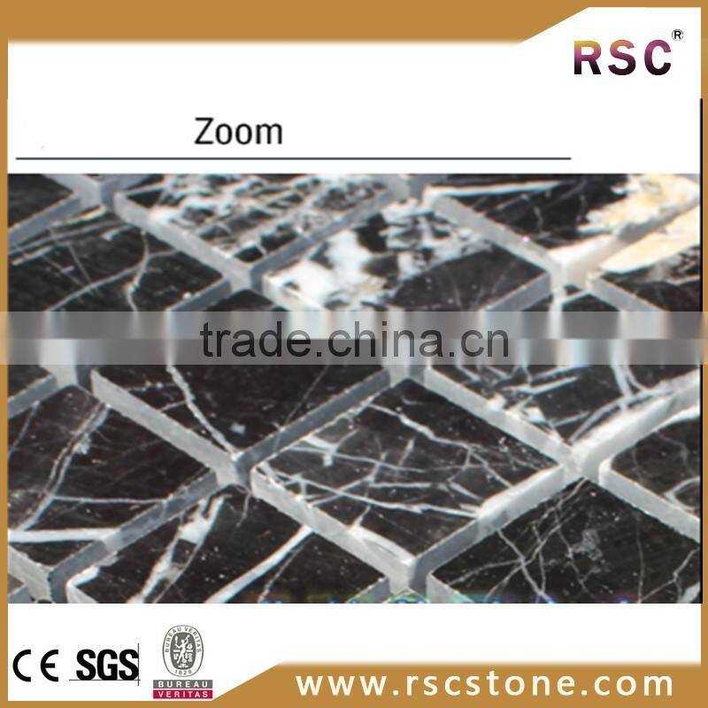 Plans house house black and white marble mosaic floor tile