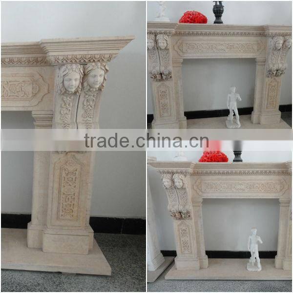 Yellow Marble Electrical Fireplace Mantel