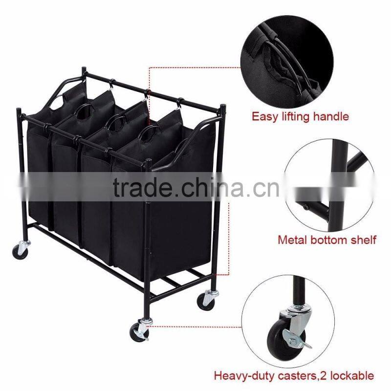 VIVINATURE Heavy Duty 3Bag Laundry Sorter Cart With Chrome Plating Process