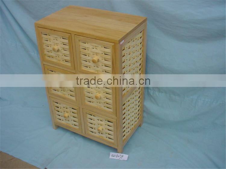 Custom high quality wicker basket drawers wooden storage cabinet