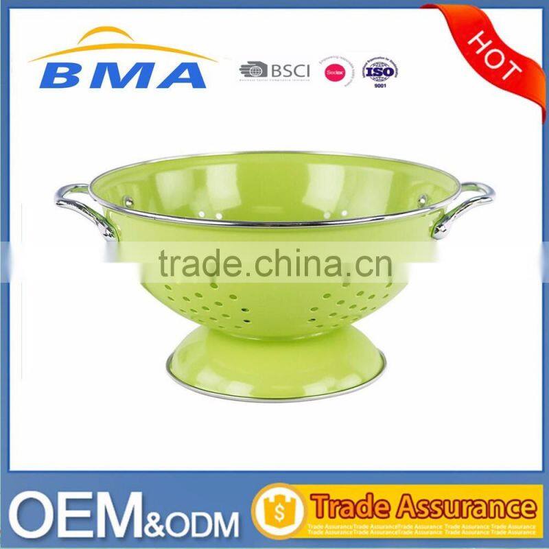 Hot Sale Green Powder Coated Kitchen Food Metal Colander