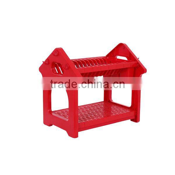 Plastic two tiers kitchen cabinet dish rack