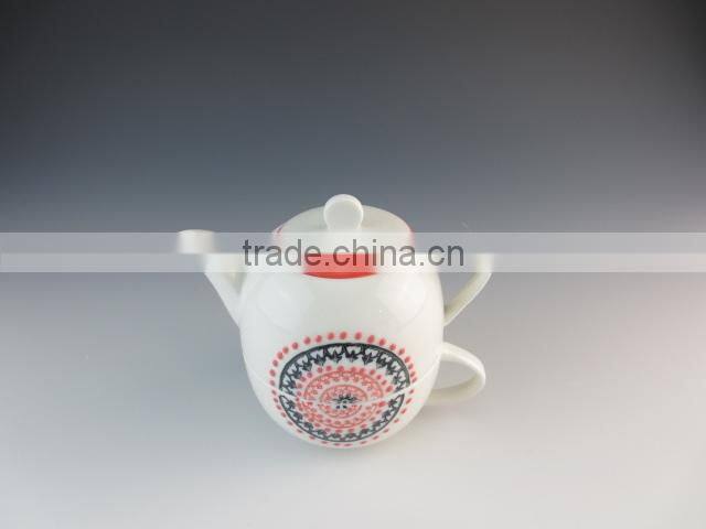 2015 newest design ceramic drinkware type tea pot with cup set