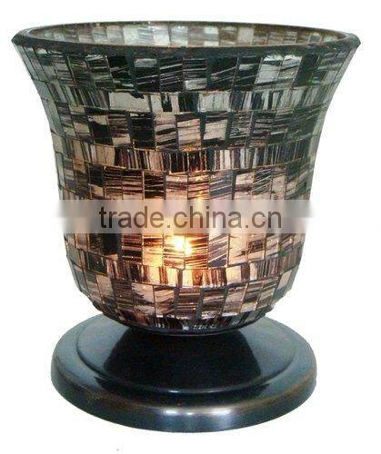 Metal Hurricane Glass Candle Holder