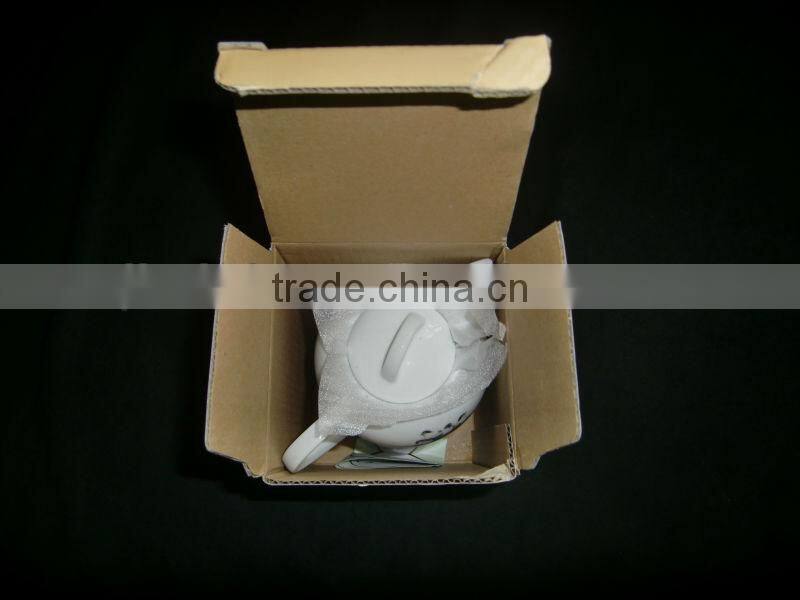 Drinkware 500ml white logo printing porcelain coffee pot set with holder