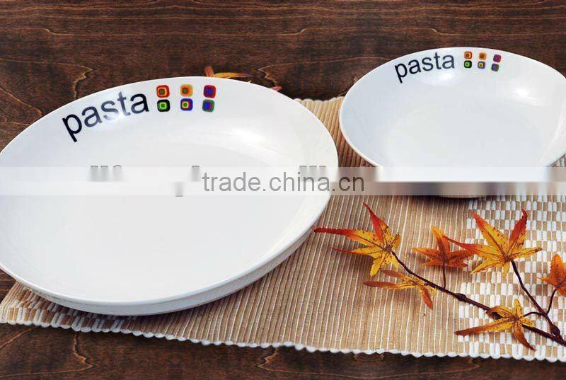 11" and 8" white porcelain pasta bowl with decal printing