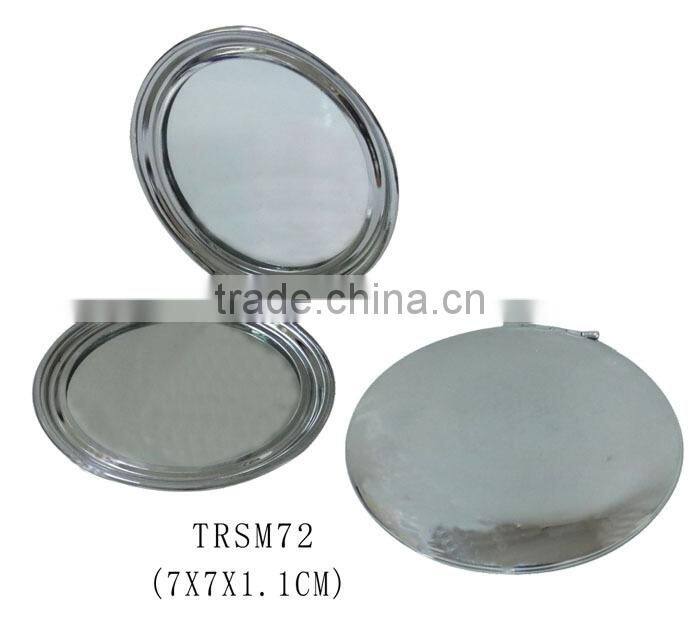 Stainless steel round shape pocket mirror foldable make up mirror