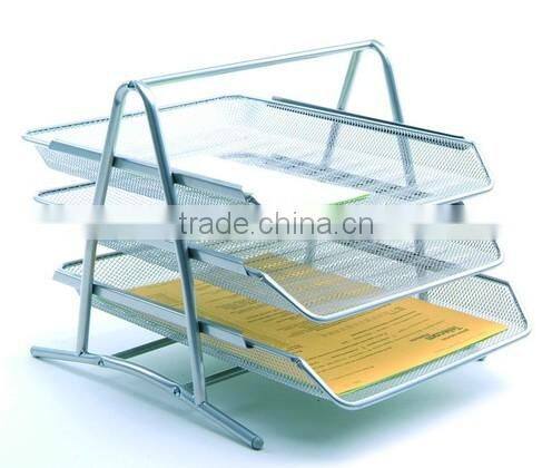 3 Tier Metal Mesh Desk stackable paper trays