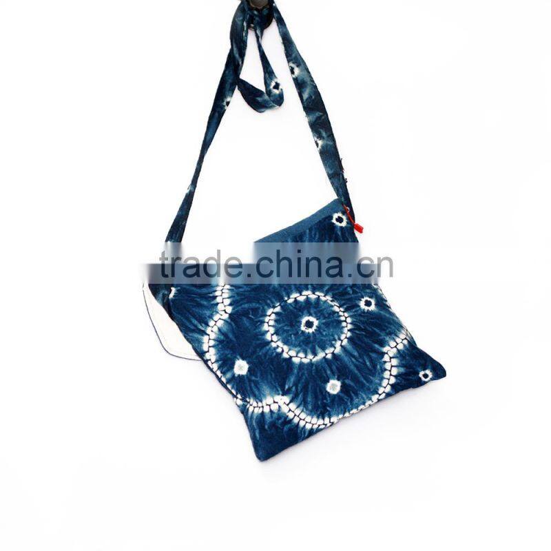 Brocade fabric handbag made by ethnic group from Sapa in Vienam, 100% hand dyed, hand sewn