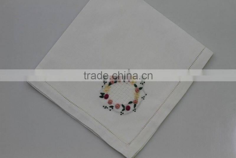 100% cotton embroidered table napkins with hemstitch, set of 6, various designs