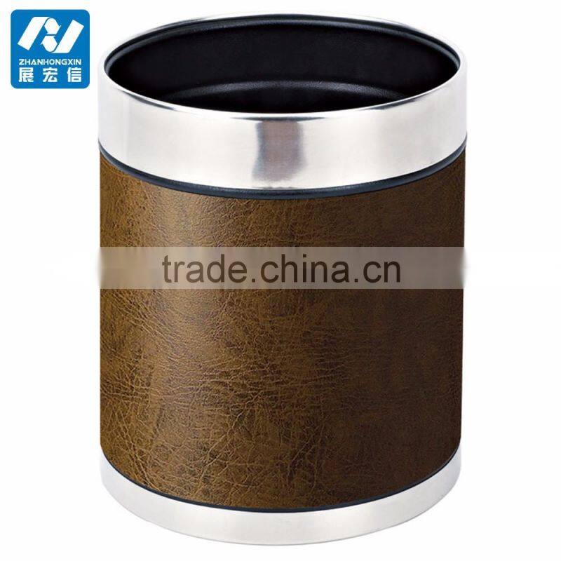Cheap Price Leather Waste Bin Hotel Room, Mini Garbage Can