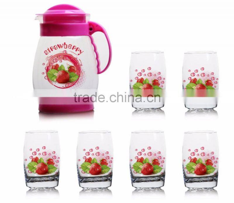1500ml halloween christmas fruit color printing glass jug set drinking glass jug set decanter and carafer