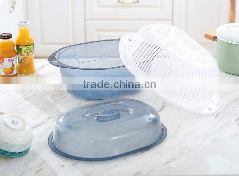 New Design Plastic Double Layer Fruit Vegetable Colander Strainer
