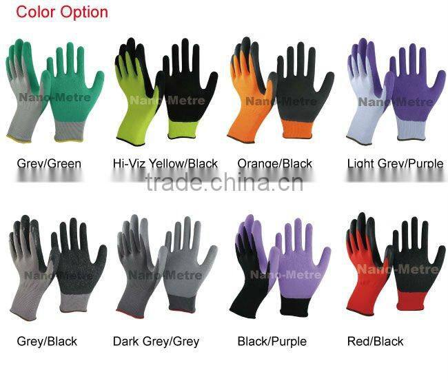 NMSAFETY 7g nylon 3/4 coated black crickle finish latex gloves thermal working glove/absration resistant glove
