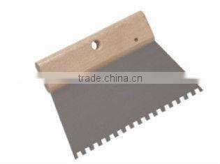 Professional Steel Notch Scraper with wood handle, Adhesive Spreader, Grout Trowel, Adhesive Scraper