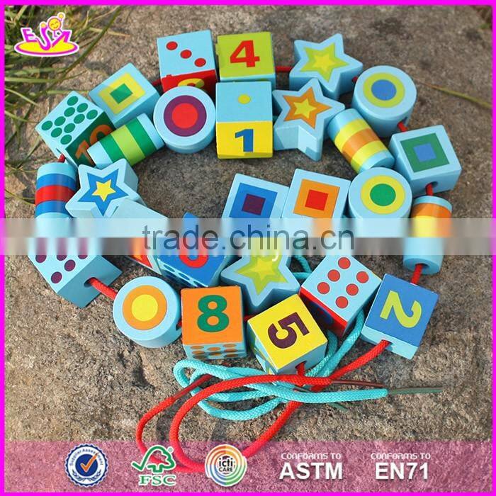2017 New design toddlers educational wooden lacing toys W11E065