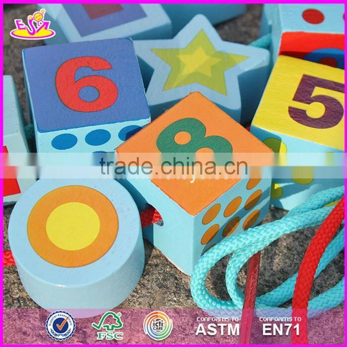 2017 New design toddlers educational wooden lacing toys W11E065