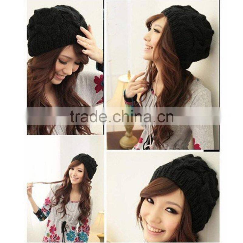 New Fashion Hat Women Warm Winter Beret Braided Beanie Crochet Knit Winter Hat knitting Hat