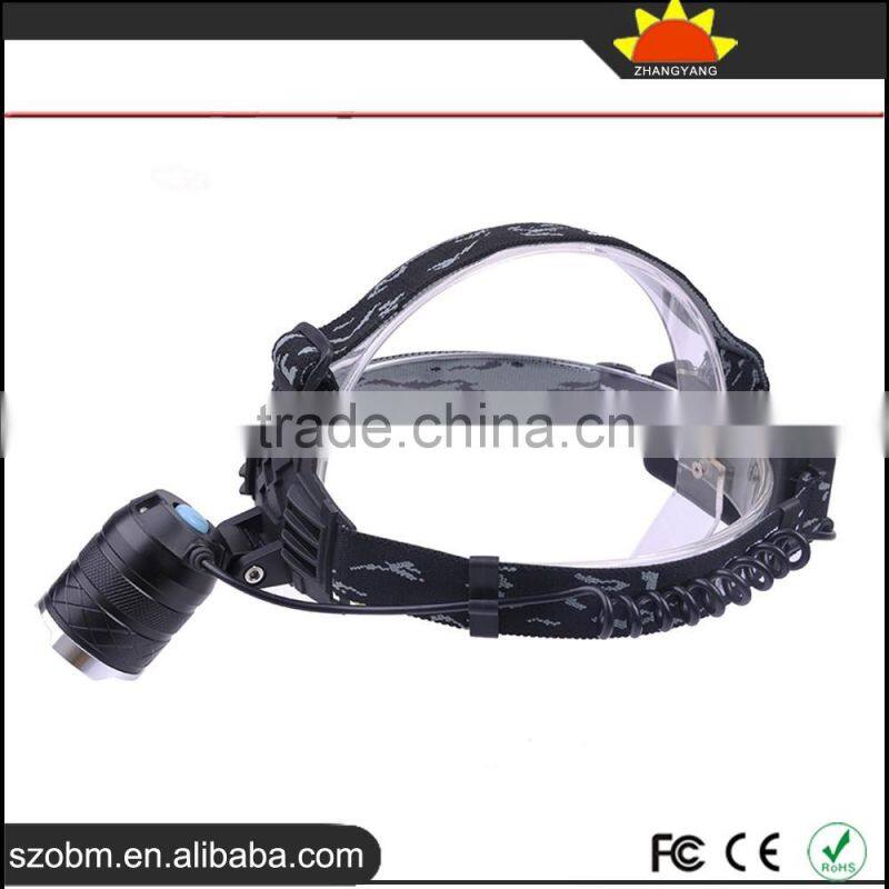 OEM XML-T6 LED Powerful 2000 Lumens Zoom rechargable LED Headlamp