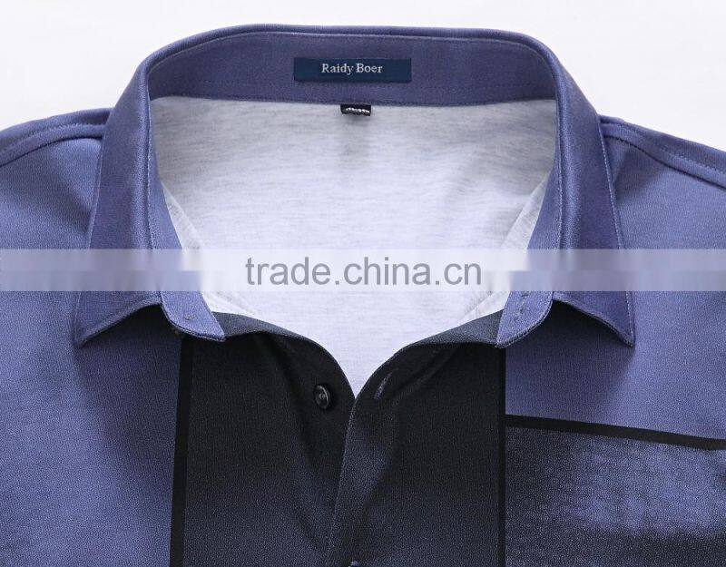 Raidyboer Men's printed long sleeve t shirt 100%cotton with placket Raidy boer