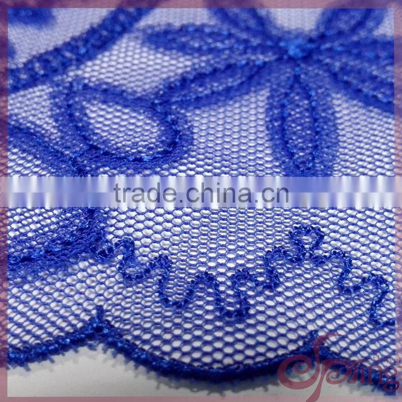 blue flower and balloon guipure embroidery design lace fabric for dress/blouse/cardigan/wedding dress