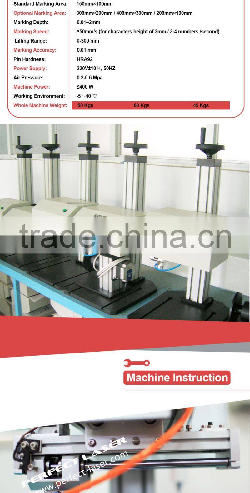 Hot Sale Dot Peen Pneumatic Marking Machine with Lowest Price from Perfect Laser