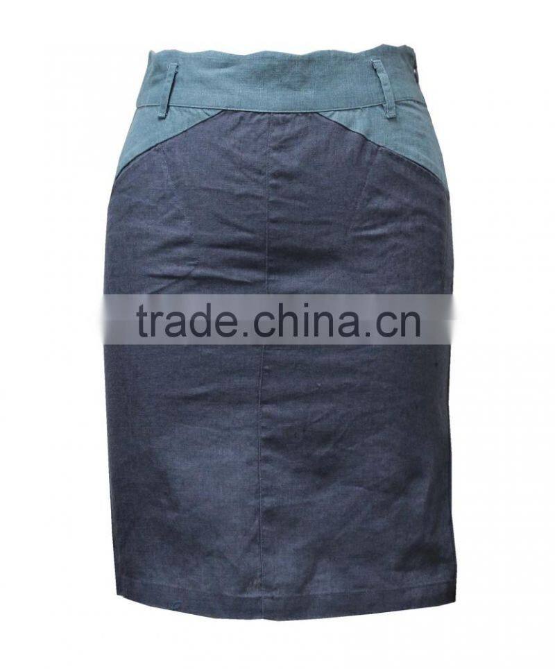 Factory OEM women high fashion plus size contrast color tight fitting knee length mature elagant wrap skirt