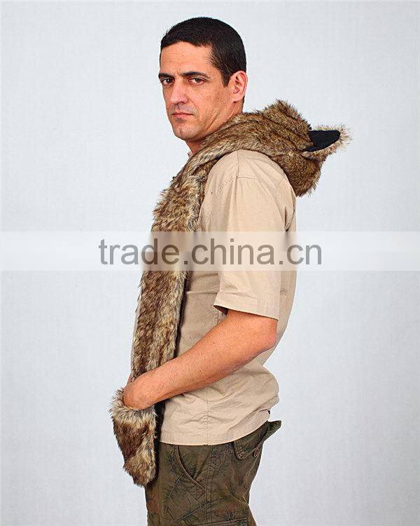 Quality latest safe standard children's animal hood hat and scarf