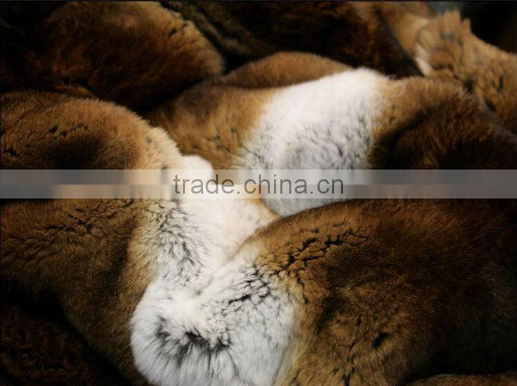 CX-D-58 Natural Color soft Rex Rabbit Fur Throw Blanket -Genuine Fur Rug