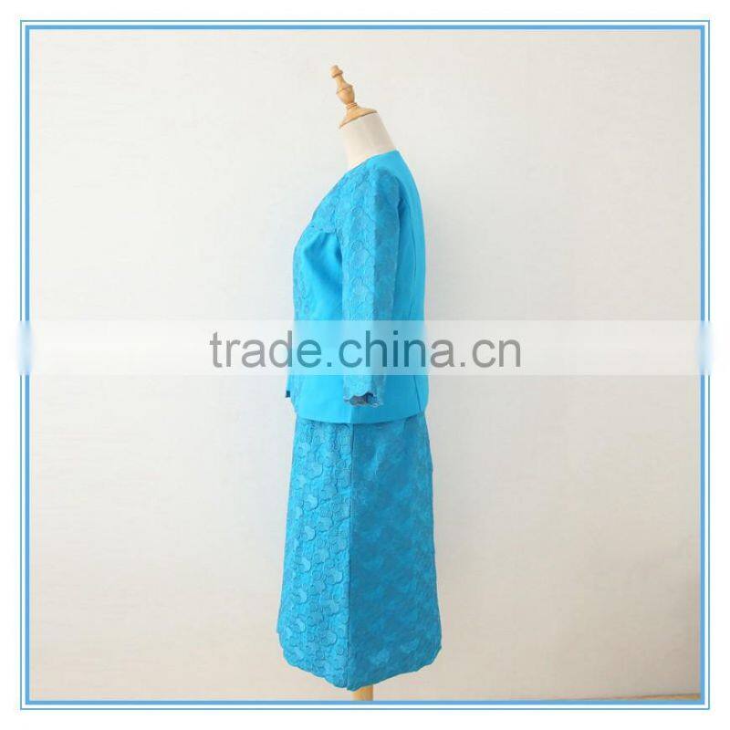 Latest Design Bubble Heavy Embroidery Church Suits for Female