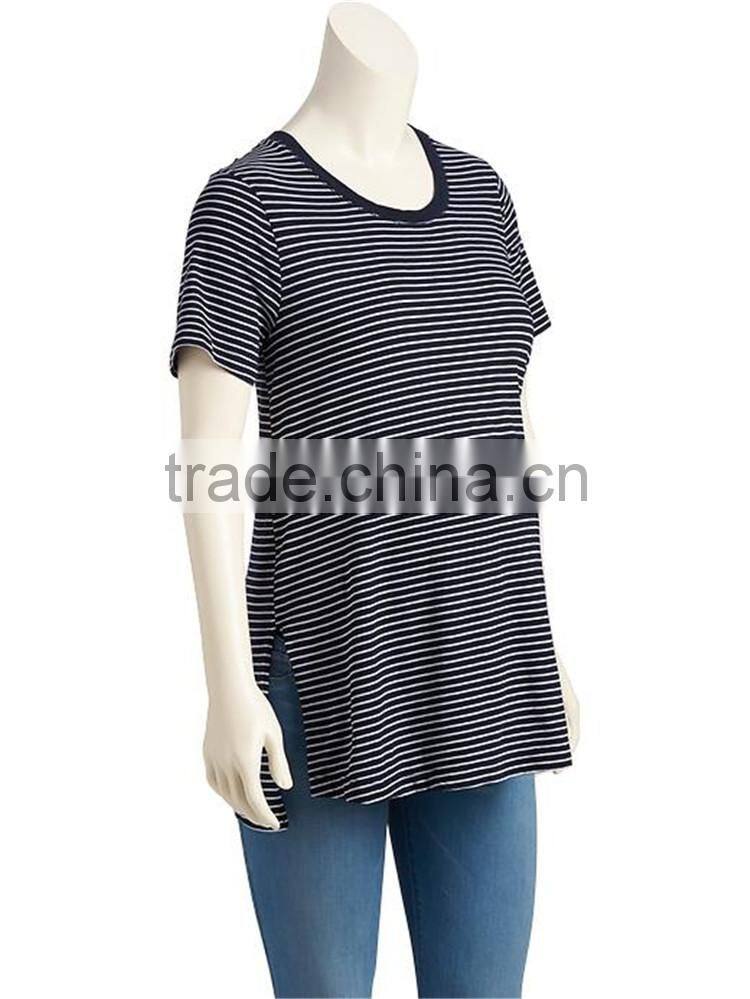 100%cotton comfortable big tall wholesale round neck maternity two tone t-shirt