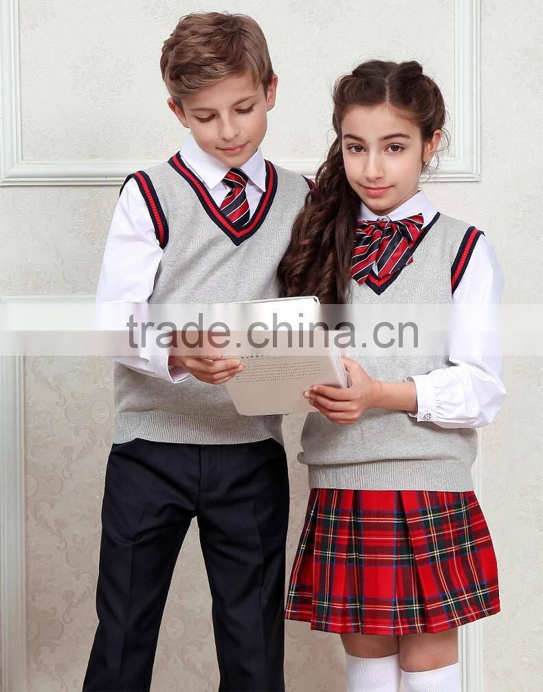 Normal design high quality grey sleeveless vest bulk school uniforms